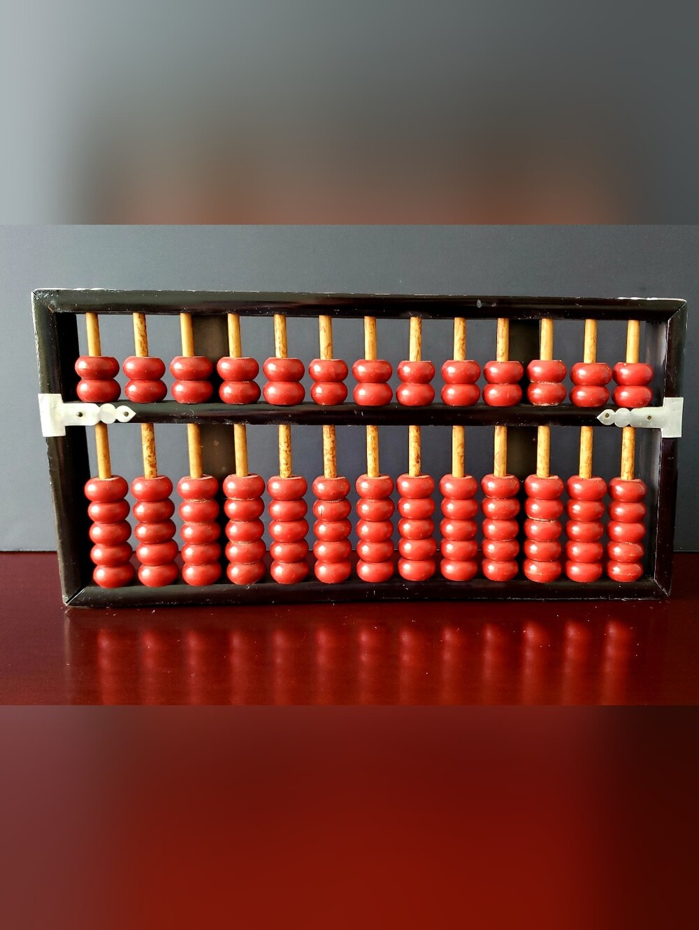 Vintage Wooden Abacus with Red Beads